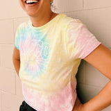 KCCO Collegiate Cropped Dreamsicle Tie Dye Tee